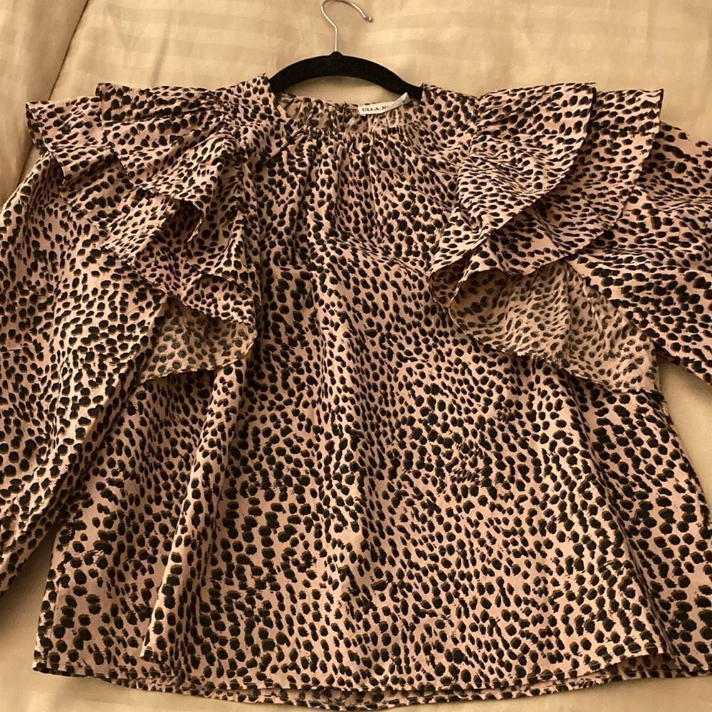 Ulla Johnson NWOT Cotton Ruffled Long Sleeve Blouse in Chettah Print.Size 0. - Picture 6 of 9
